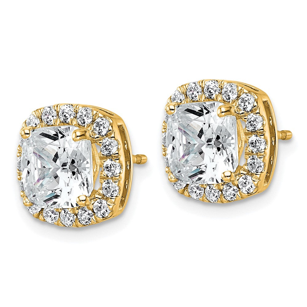 14k 4 5/8ct Lab Grown Diamond VS+ F+ Comp Cushion Halo Post Earrings