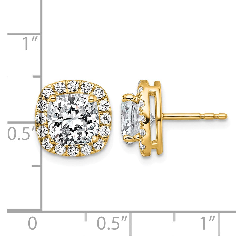14k 4 5/8ct Lab Grown Diamond VS+ F+ Comp Cushion Halo Post Earrings