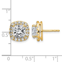 14k 4 5/8ct Lab Grown Diamond VS+ F+ Comp Cushion Halo Post Earrings