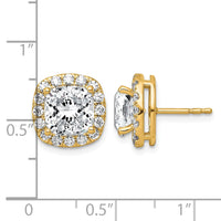 14k 5 7/8ct Lab Grown Diamond VS+ F+ Comp Cushion Halo Post Earrings