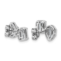 14kw 2ct Lab Grown Dia VS+ F+ Comp Emerald&Pear 2 Stone Post Earrings