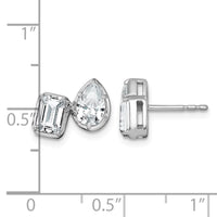 14kw 2ct Lab Grown Dia VS+ F+ Comp Emerald&Pear 2 Stone Post Earrings