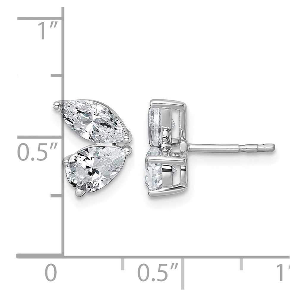 14kw 2ct Lab Grown Dia VS+ F+ Comp Marquise&Pear 2 Stone Post Earrings