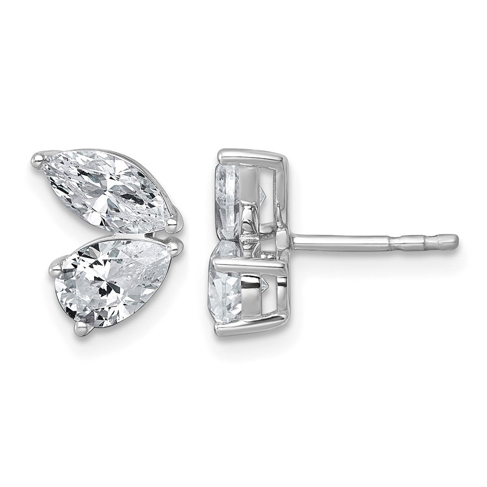 14kw 2ct Lab Grown Dia VS+ F+ Comp Marquise&Pear 2 Stone Post Earrings