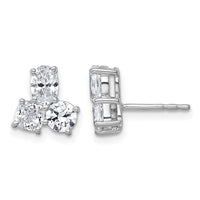 14kw 1 7/8ct Lab Grown Dia VS+ F+ Cushion Round&Oval 3 Stone Earrings