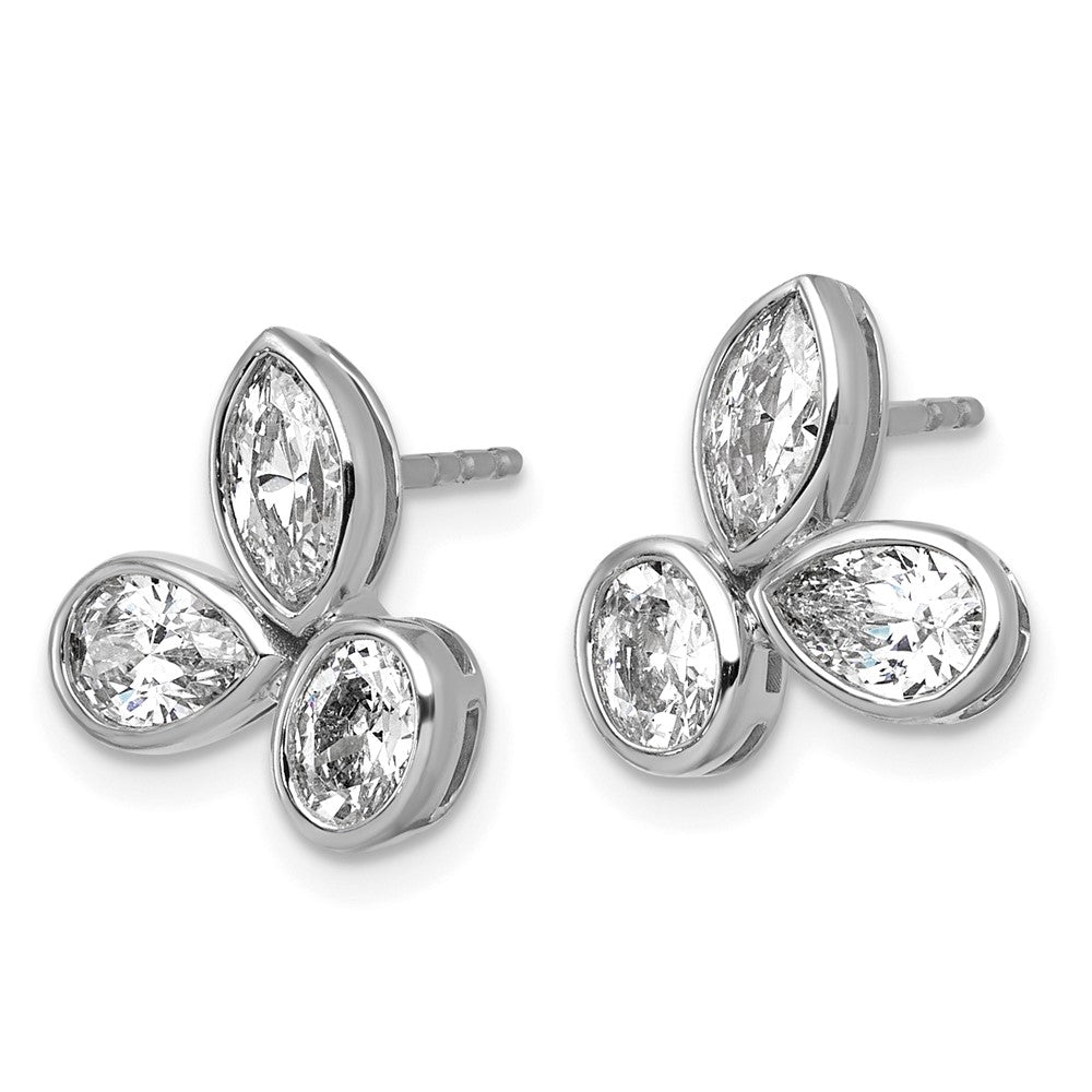 14kw 2ct Lab Grown Dia VS+ F+ Comp Oval Pear&Marquise 3 Stone Earrings