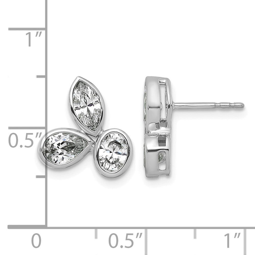 14kw 2ct Lab Grown Dia VS+ F+ Comp Oval Pear&Marquise 3 Stone Earrings