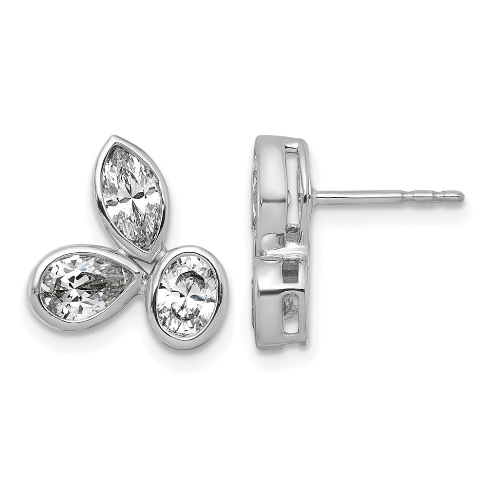 14kw 2ct Lab Grown Dia VS+ F+ Comp Oval Pear&Marquise 3 Stone Earrings