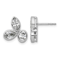 14kw 2ct Lab Grown Dia VS+ F+ Comp Oval Pear&Marquise 3 Stone Earrings