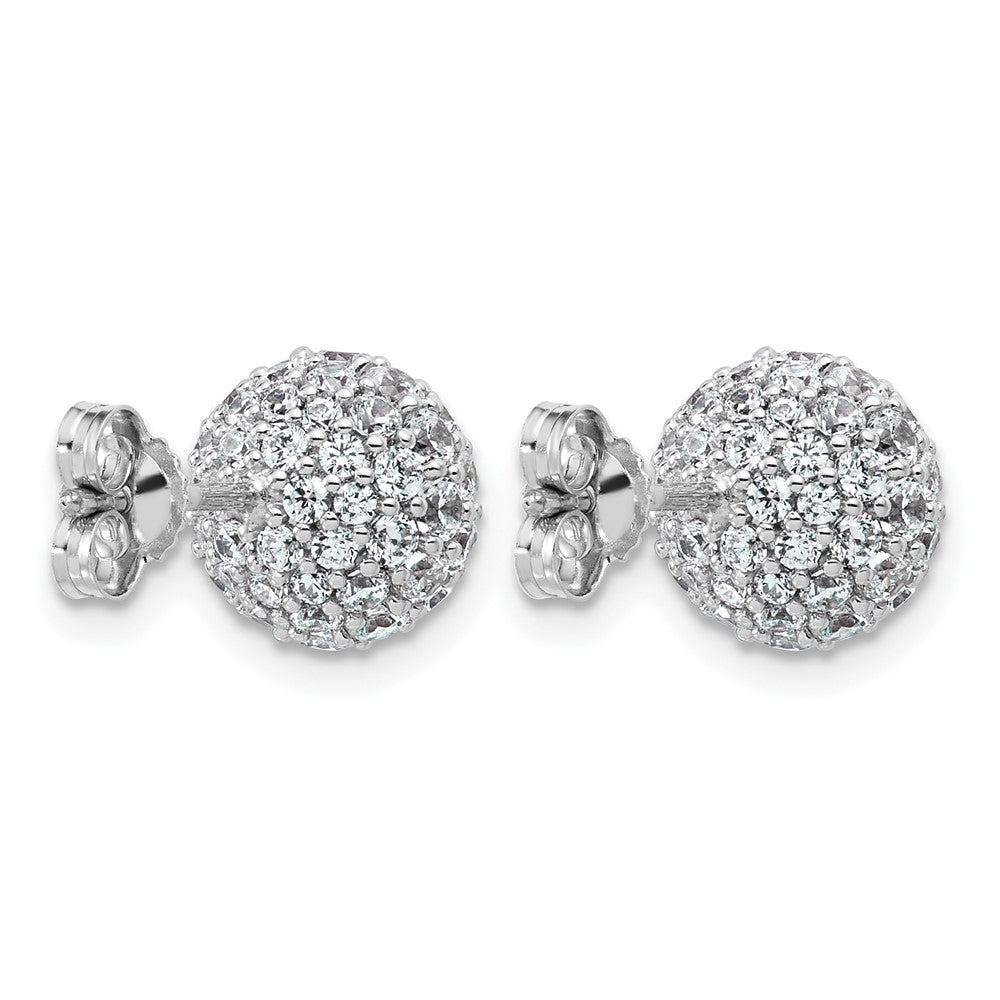 14kw 2 3/4ct Lab Grown Dia VS+ F+ Pave Ball Comp. Stud Post Earrings