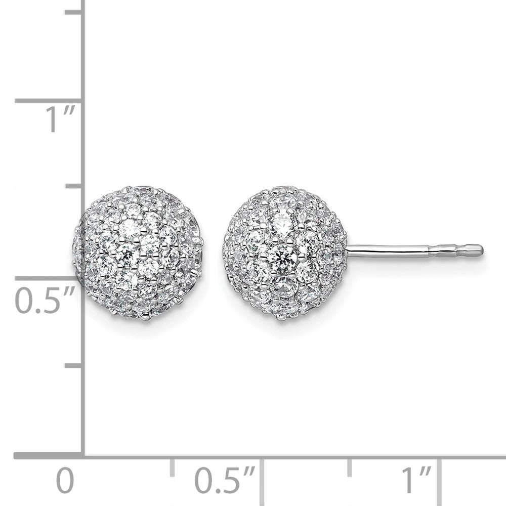 14kw 2 3/4ct Lab Grown Dia VS+ F+ Pave Ball Comp. Stud Post Earrings