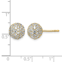 14k 2 3/4ct Lab Grown Dia VS+ F+ Pave Ball Comp. Stud Post Earrings