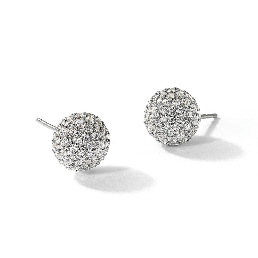 14kw 4 1/5ct Lab Grown Dia VS+ F+ Pave Ball Comp. Stud Post Earrings
