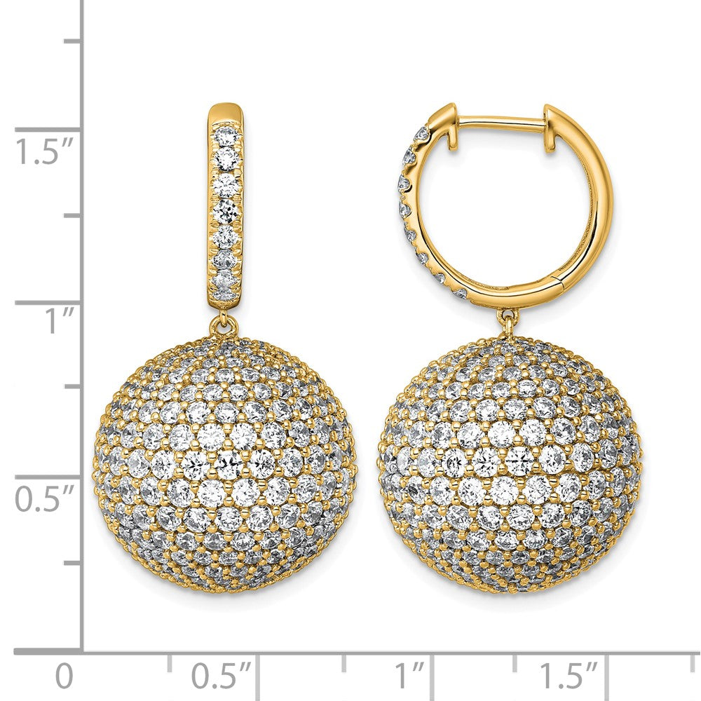 14k 13 7/8ct Lab Grown Dia VS+ F+ Pave Ball Comp. Dangle Hoop Earrings