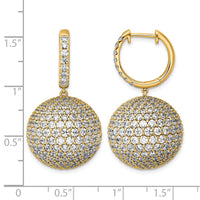 14k 13 7/8ct Lab Grown Dia VS+ F+ Pave Ball Comp. Dangle Hoop Earrings