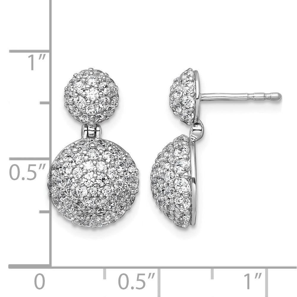 14kw 2 1/8ct Lab Grown Dia VS+ F+ Pave Ball Comp. Dangle Post Earrings