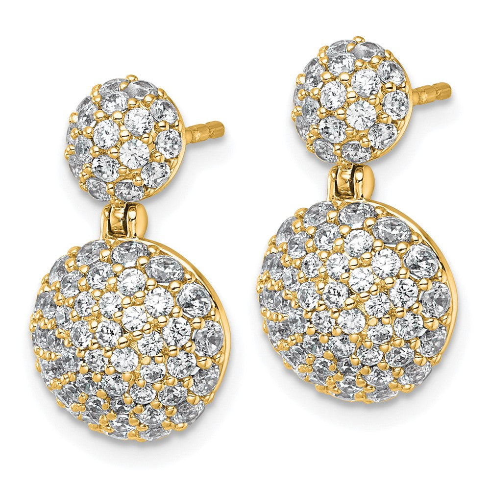 14k 2 1/8ct Lab Grown Dia VS+ F+ Pave Ball Comp. Dangle Post Earrings