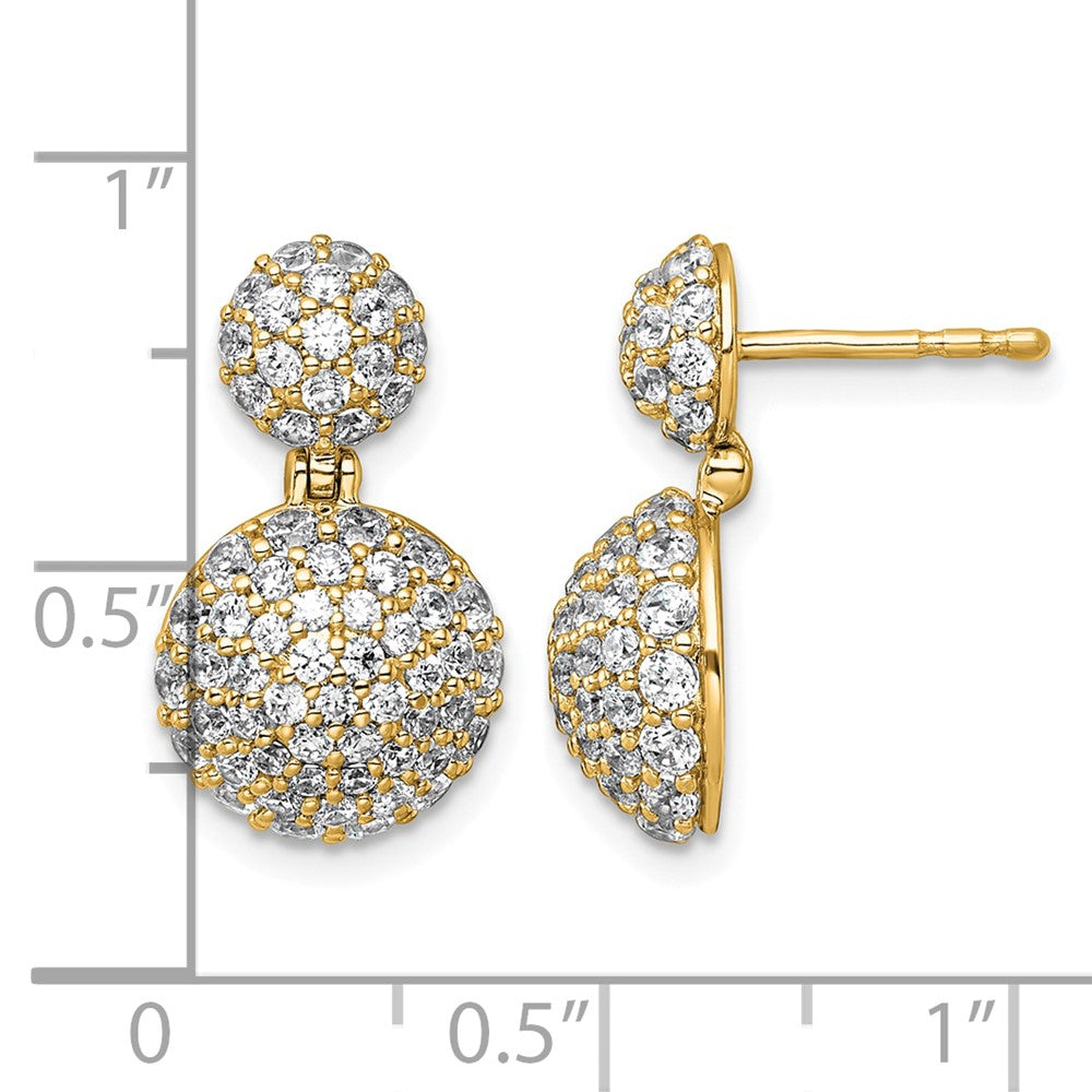 14k 2 1/8ct Lab Grown Dia VS+ F+ Pave Ball Comp. Dangle Post Earrings