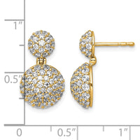 14k 2 1/8ct Lab Grown Dia VS+ F+ Pave Ball Comp. Dangle Post Earrings