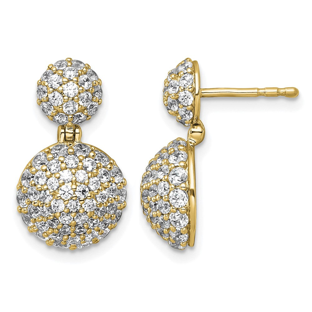 14k 2 1/8ct Lab Grown Dia VS+ F+ Pave Ball Comp. Dangle Post Earrings