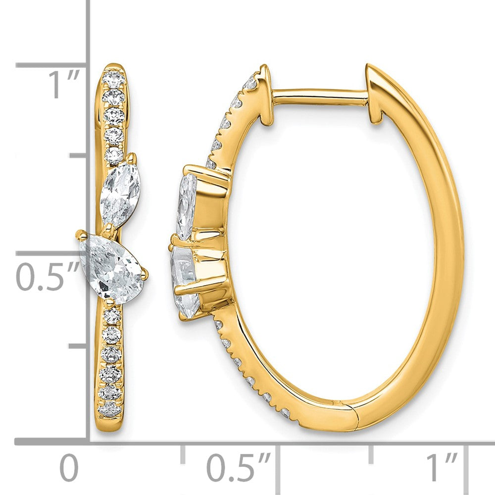 14k 1ct Lab Grown Dia VS+ F+ Comp. Hinged Hoop Earrings