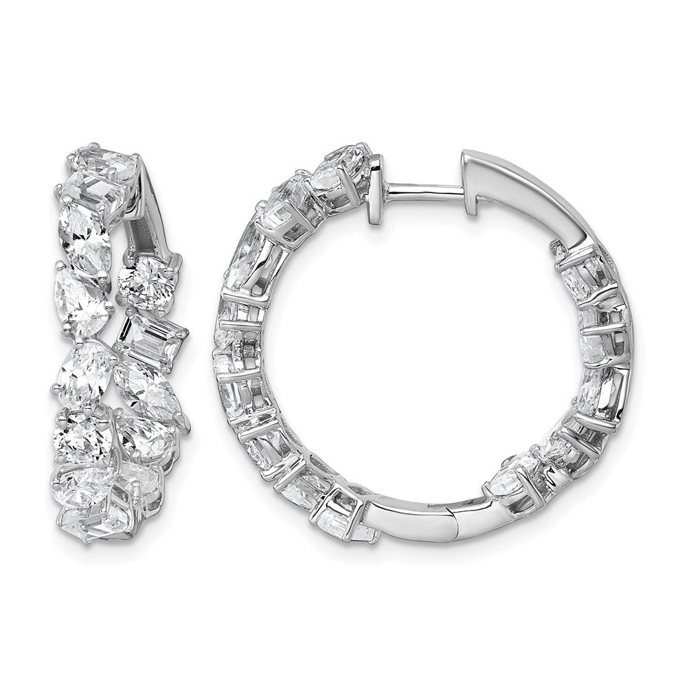 14kw 4 1/2ct Lab Grown Dia VS+ F+ Comp. Hinged In/Out Hoop Earrings