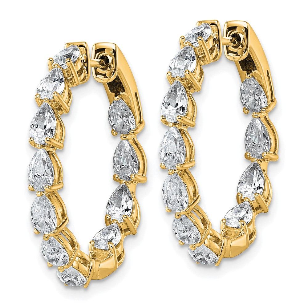 14k 3 1/3ct Lab Grown Dia VS+ F+ Comp. Hinged In/Out Hoop Earrings