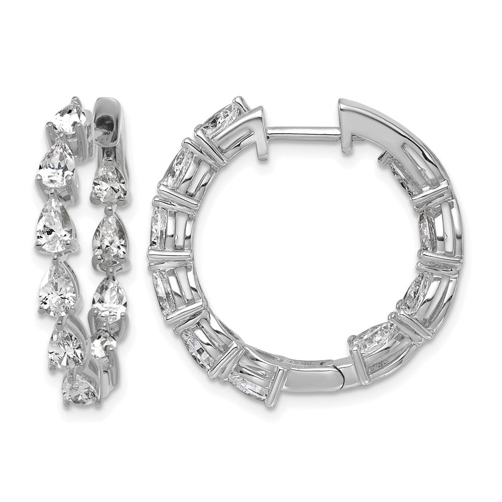 14kw 3ct Lab Grown Dia VS+ F+ Comp. Hinged In/Out Hoop Earrings