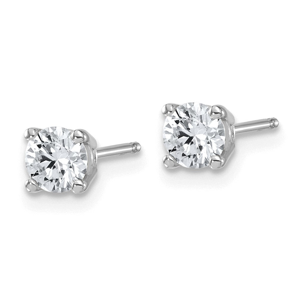 14kw 5/8ct Lab Grown Dia VS/SI+ G+ Round Angled Complete Stud Earrings