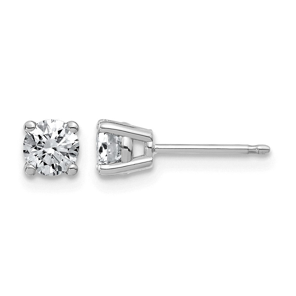 14kw 5/8ct Lab Grown Dia VS/SI+ G+ Round Angled Complete Stud Earrings