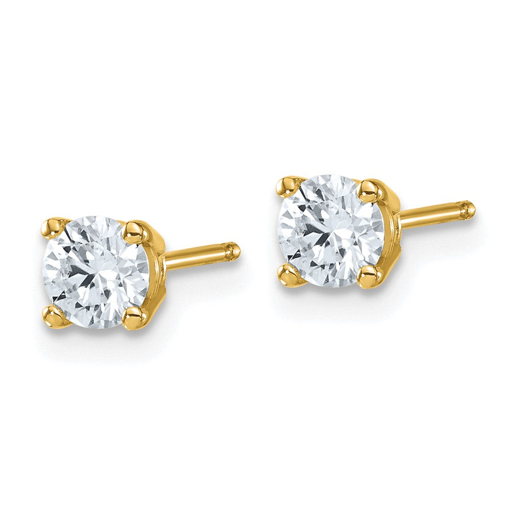14ky 5/8ct Lab Grown Dia VS/SI+ G+ Round Angled Complete Stud Earrings