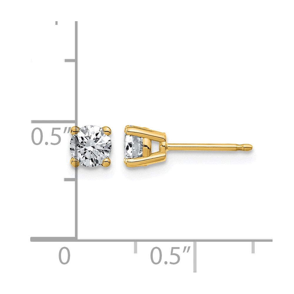 14ky 5/8ct Lab Grown Dia VS/SI+ G+ Round Angled Complete Stud Earrings
