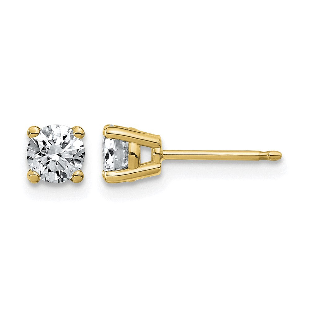 14ky 5/8ct Lab Grown Dia VS+ F+ Round Angled Complete Stud Earrings