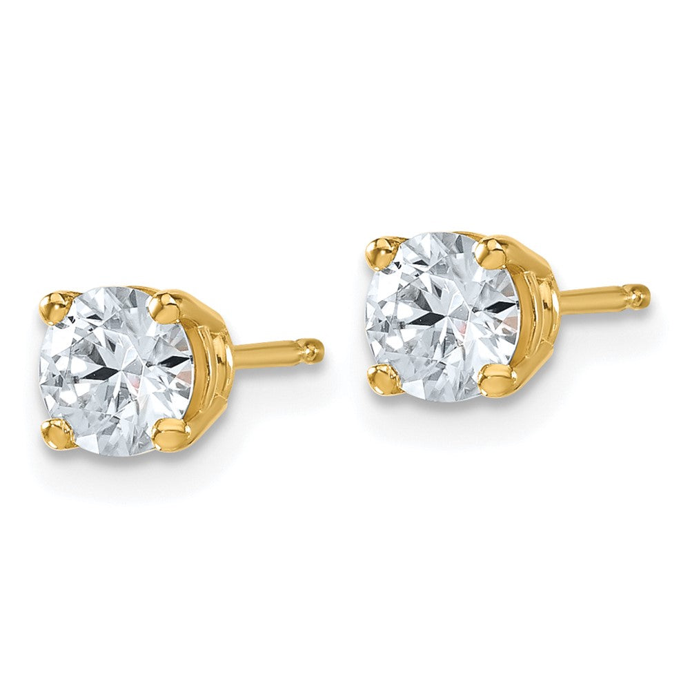14ky 7/8ct Lab Grown Dia VS+ F+ Round Angled Complete Stud Earrings