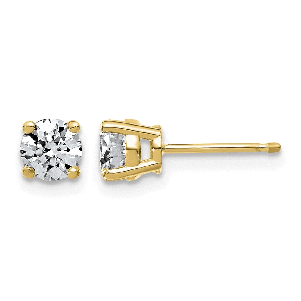 14ky 7/8ct Lab Grown Dia VS+ F+ Round Angled Complete Stud Earrings