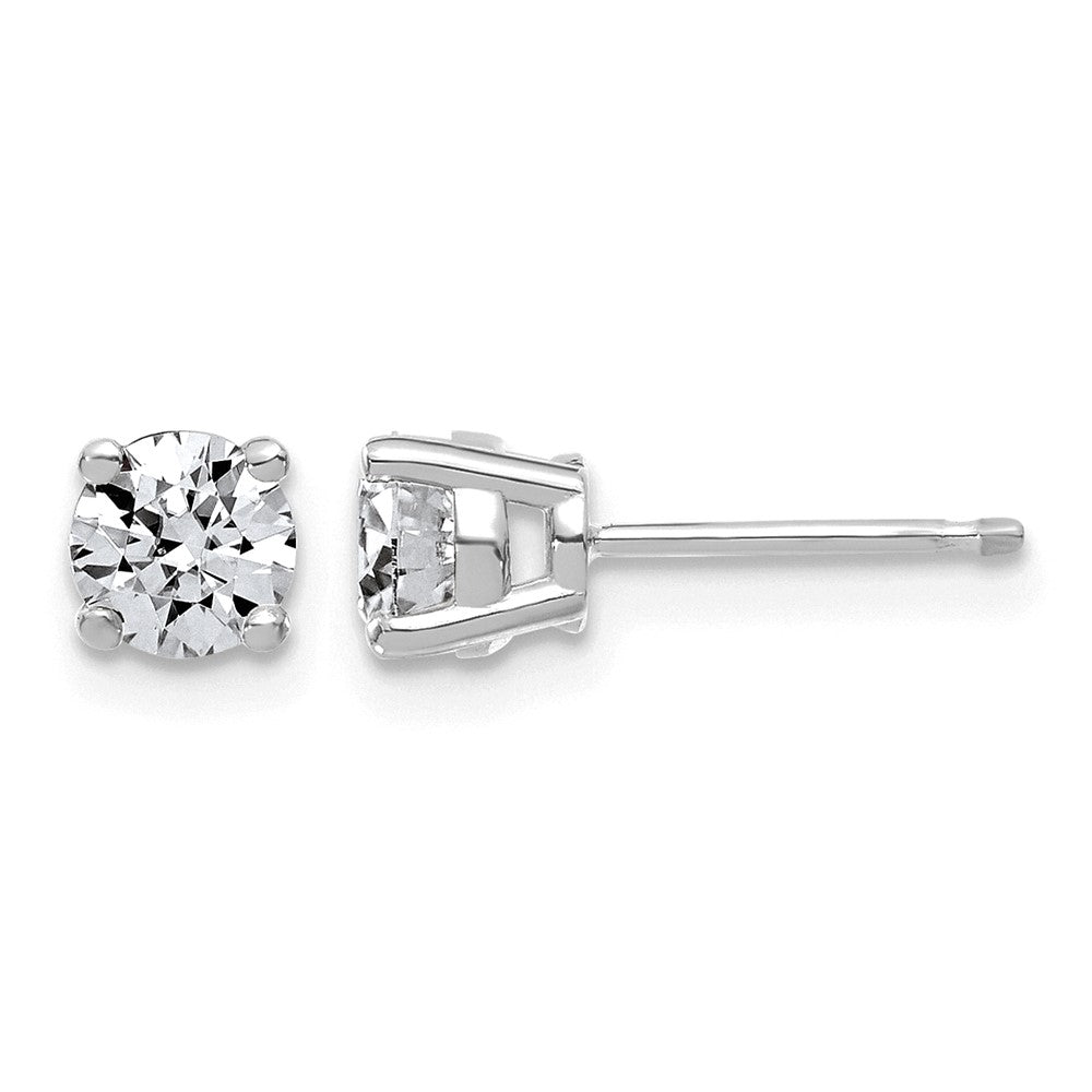 14kw 1ct Lab Grown Dia VS+ F+ Round Angled Complete Stud Earrings