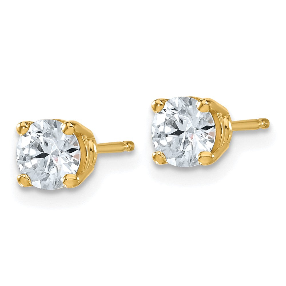 14ky 1ct Lab Grown Dia VS+ F+ Round Angled Complete Stud Earrings