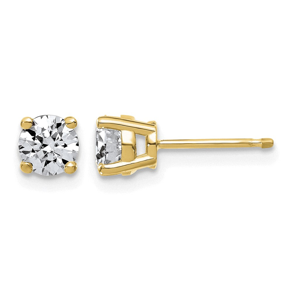 14ky 1ct Lab Grown Dia VS+ F+ Round Angled Complete Stud Earrings