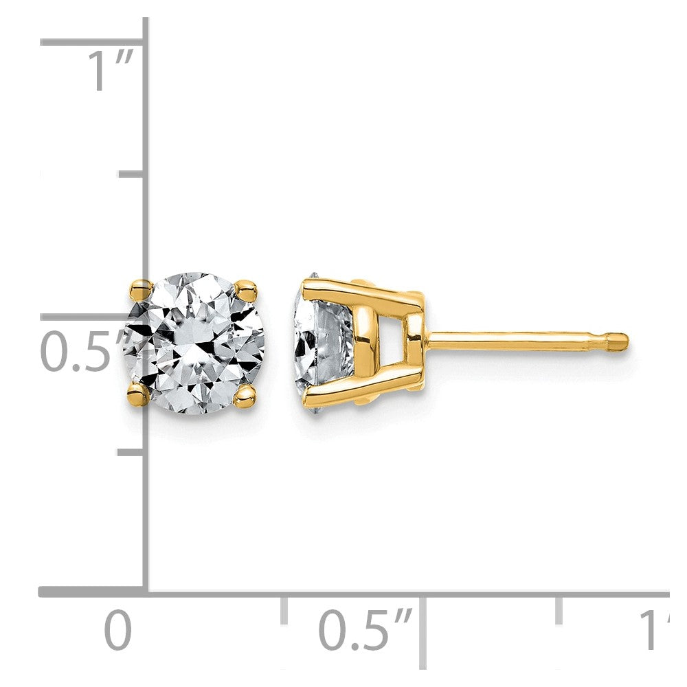 14ky 2ct Lab Grown Dia VS/SI+ G+ Round Angled Complete Stud Earrings