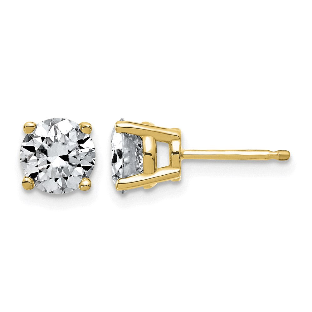 14ky 2ct Lab Grown Dia VS+ F+ Round Angled Complete Stud Earrings