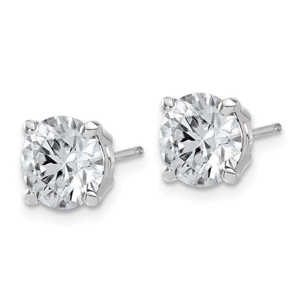 14kw 3ct Lab Grown Dia VS/SI+ G+ Round Angled Complete Stud Earrings