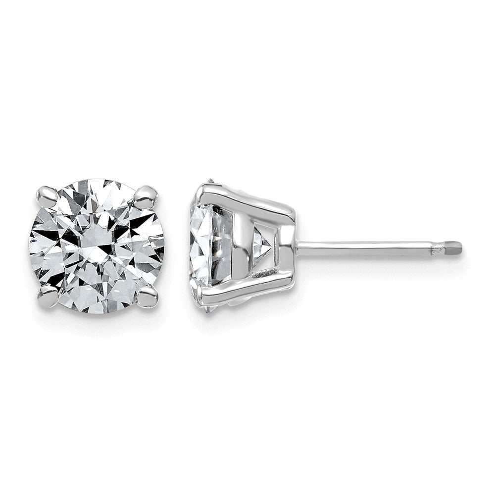 14kw 3ct Lab Grown Dia VS/SI+ G+ Round Angled Complete Stud Earrings