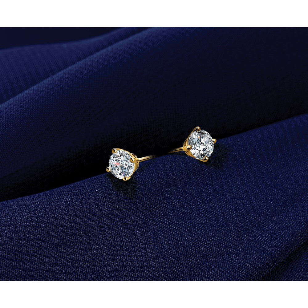 14ky 1ct Lab Grown Dia VS+ F+ Round Angled Complete Stud Earrings