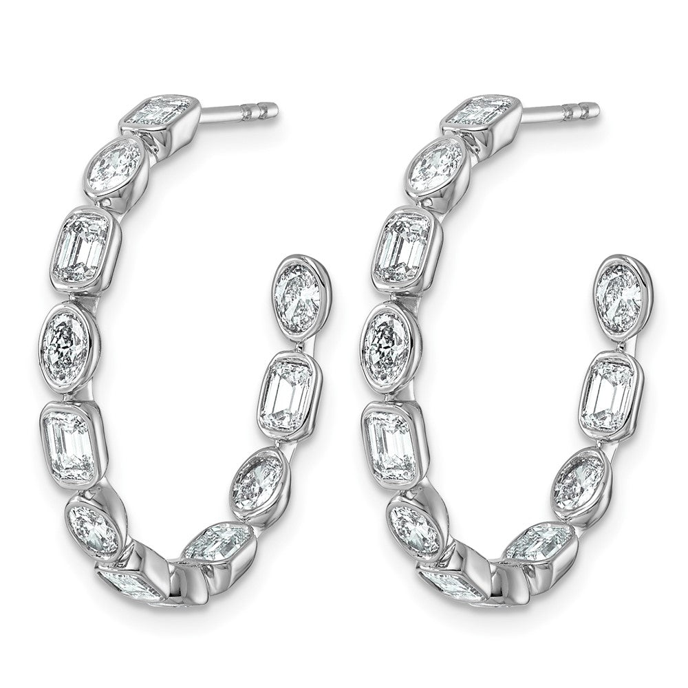 14kw 2 3/4ct LabGrown Dia VS+ F+ Post Emerald/Oval Comp Hoop Earrings
