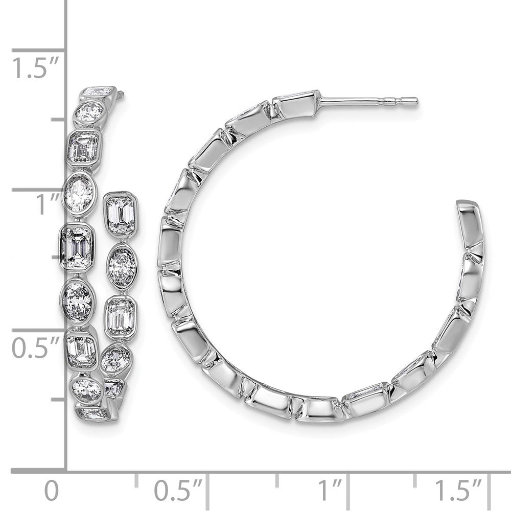 14kw 3 3/8ct LabGrown Dia VS+ F+ Post Emerald/Oval Comp Hoop Earrings