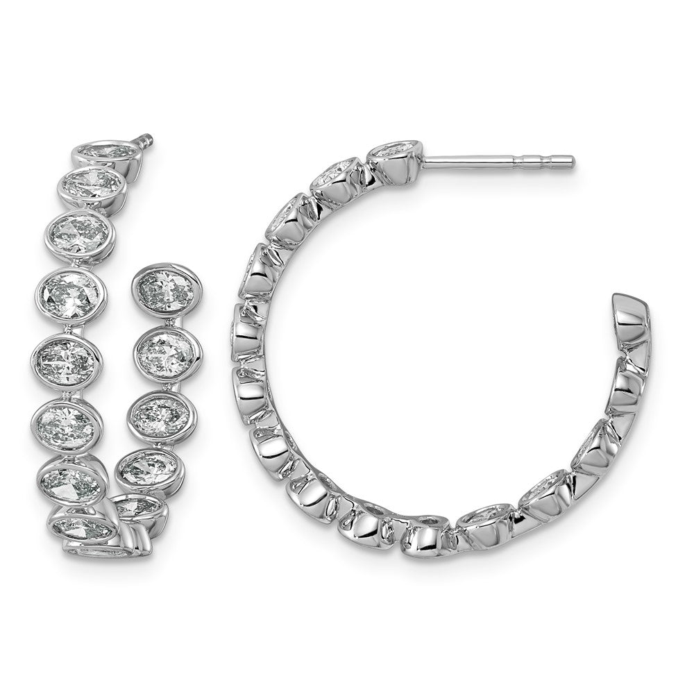 14kw 2 5/8ct LabGrown Dia VS+ F+ Post East/West Oval Comp Hoop Earrings