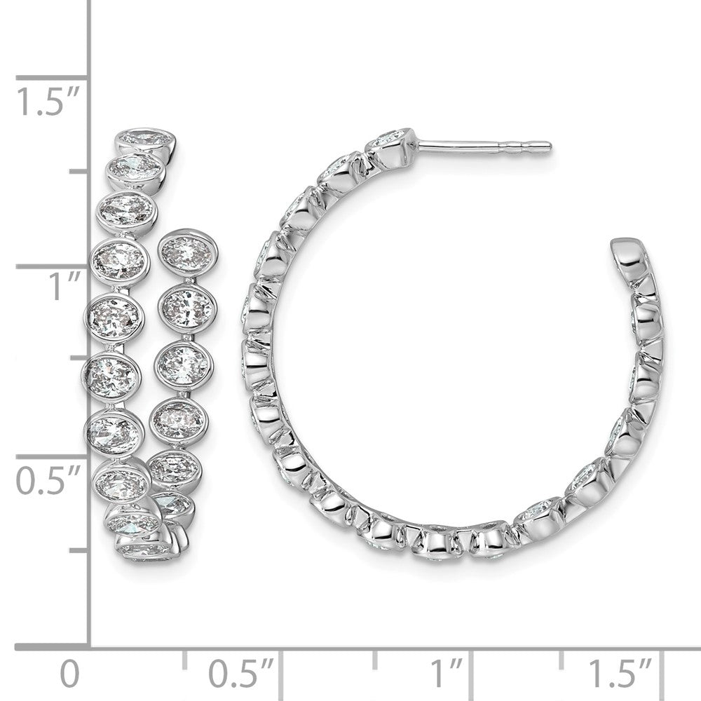 14kw 3 1/5ct LabGrown Dia VS+ F+ Post East/West Oval Comp Hoop Earrings