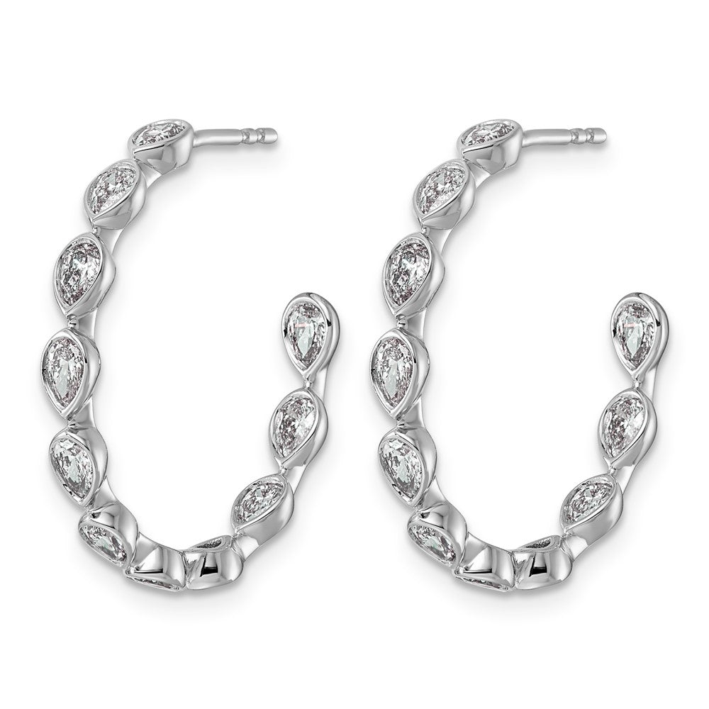 14kw 1 1/2ct Lab Grown Dia VS+ F+ Post Pear Comp Hoop Earrings