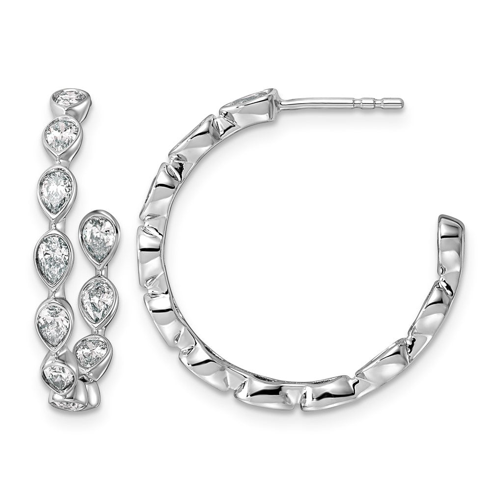 14kw 1 1/2ct Lab Grown Dia VS+ F+ Post Pear Comp Hoop Earrings