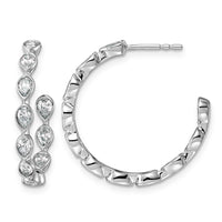 14kw 1 1/2ct Lab Grown Dia VS+ F+ Post Pear Comp Hoop Earrings